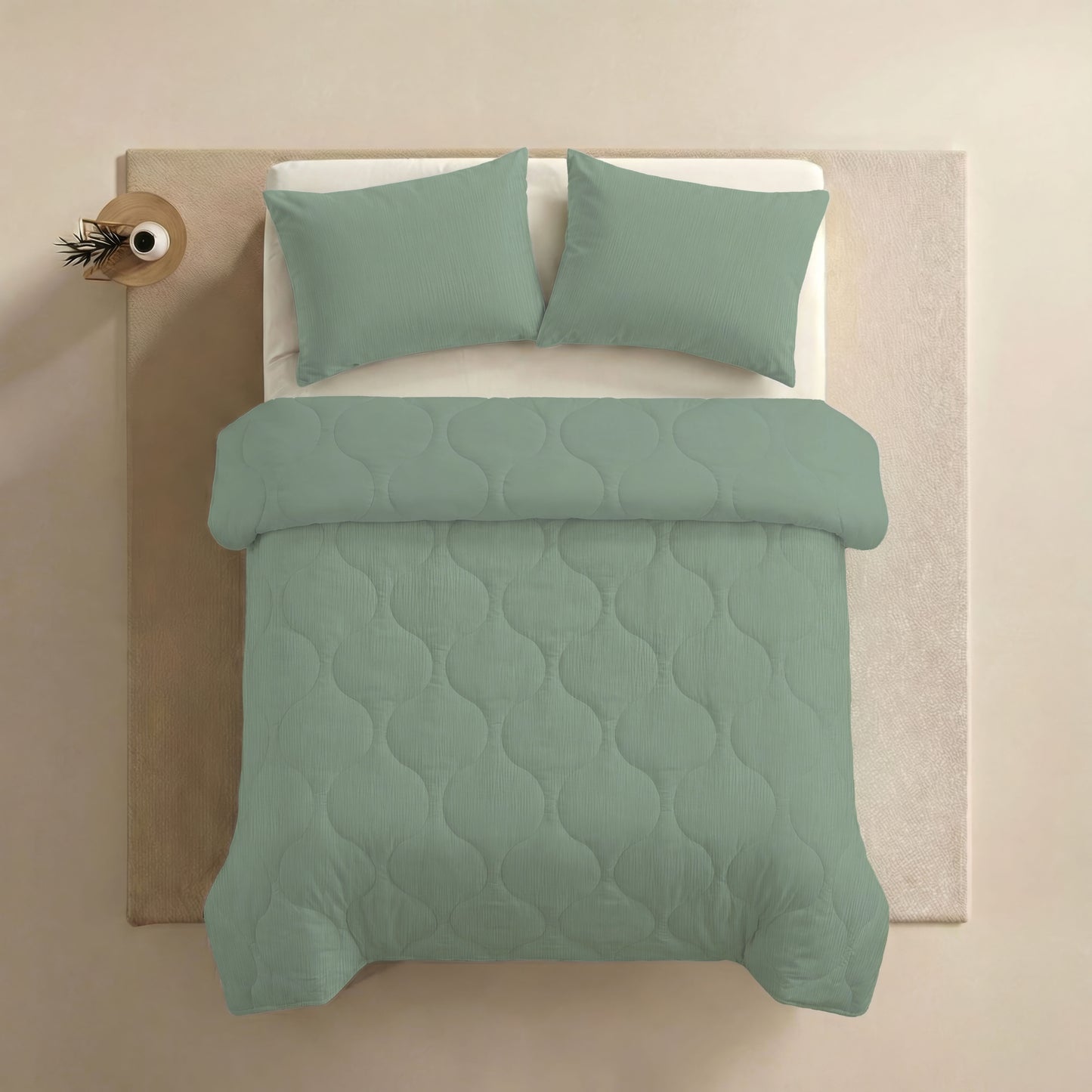 Zelesta Spécial Mousseline Taies d'Oreiller - Set de 2 - Vert Eucalyptus