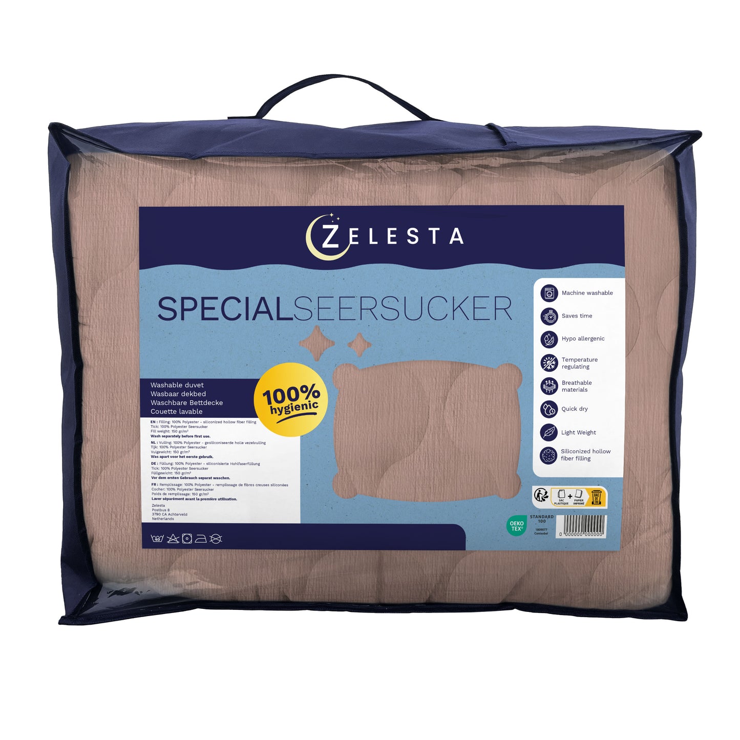 Zelesta Spécial Seersucker Couette Été - Rose Poudré