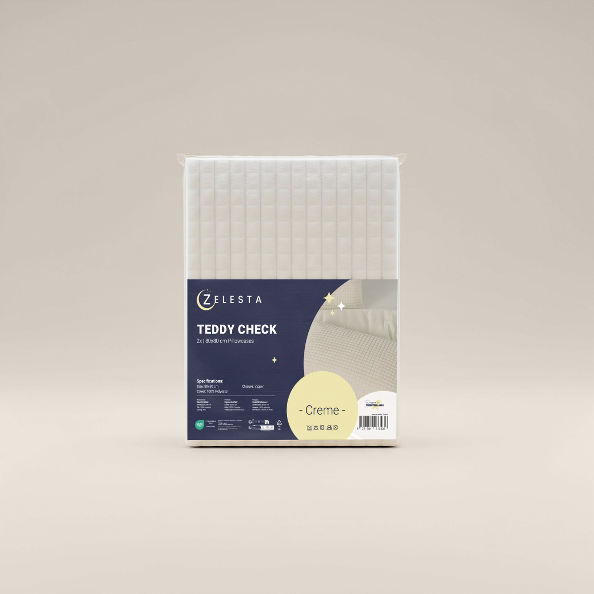 Zelesta Teddy Check Taies d'Oreiller - Crème