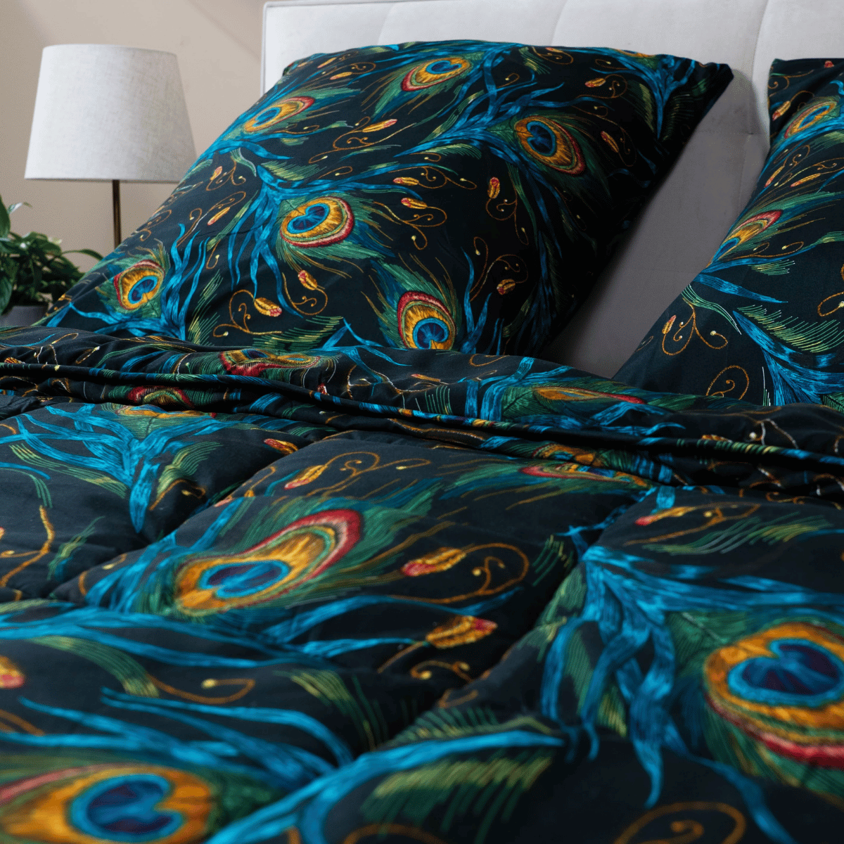 Zelesta Wonderbed 4 Saisons Double - Plumes de Paon