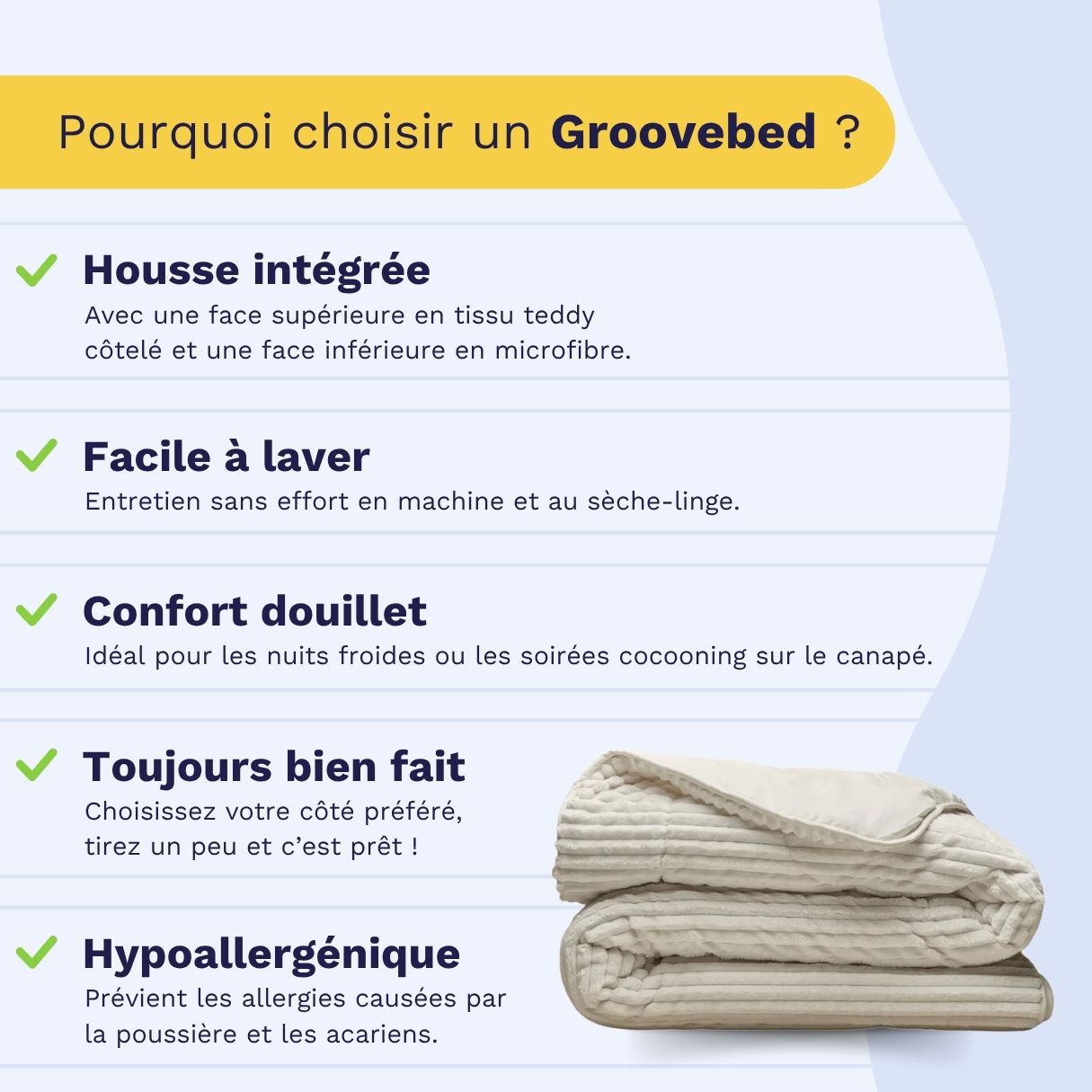 Zelesta Teddy Groovebed - Blanc Cassé