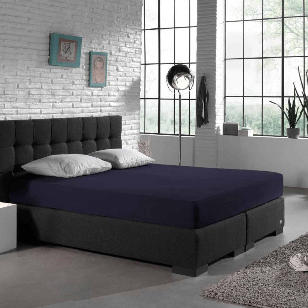 Zelesta Dubbel Jersey Navy Zacht Katoen Hoeslaken Makkelijk Te Wassen