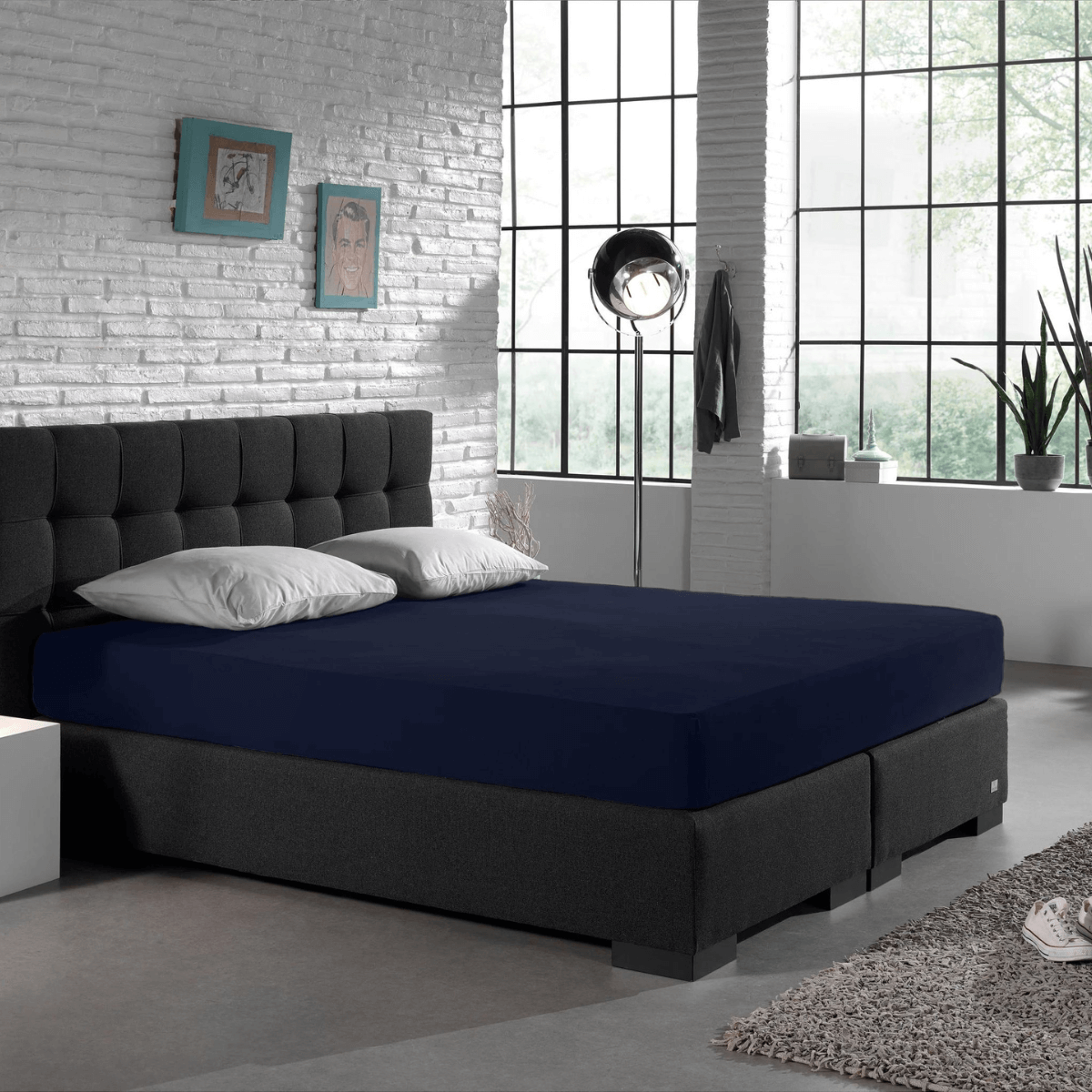 Zelesta Hoeslaken Enkel Jersey Indigo Blauw Katoen Comfortabele Nachtrust