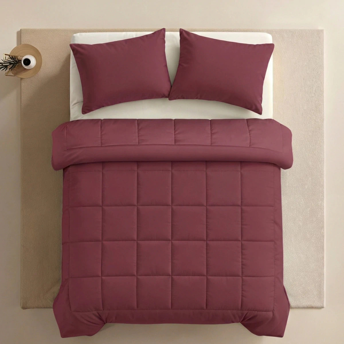 Zelesta Pure Unie Taies d'Oreiller Coton - Set de 2 - Rouge Bordeaux