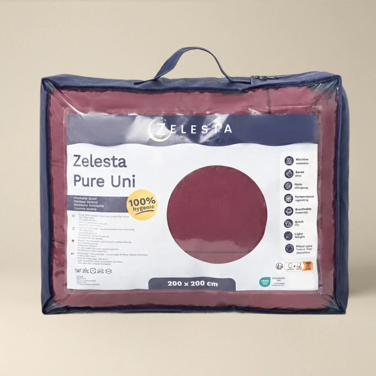 Zelesta Pure Unie Couette Coton - Rouge Bordeaux
