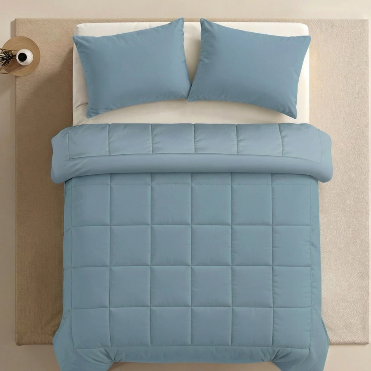 Zelesta Pure Unie Taies d'Oreiller Coton - Set de 2 - Bleu Serein