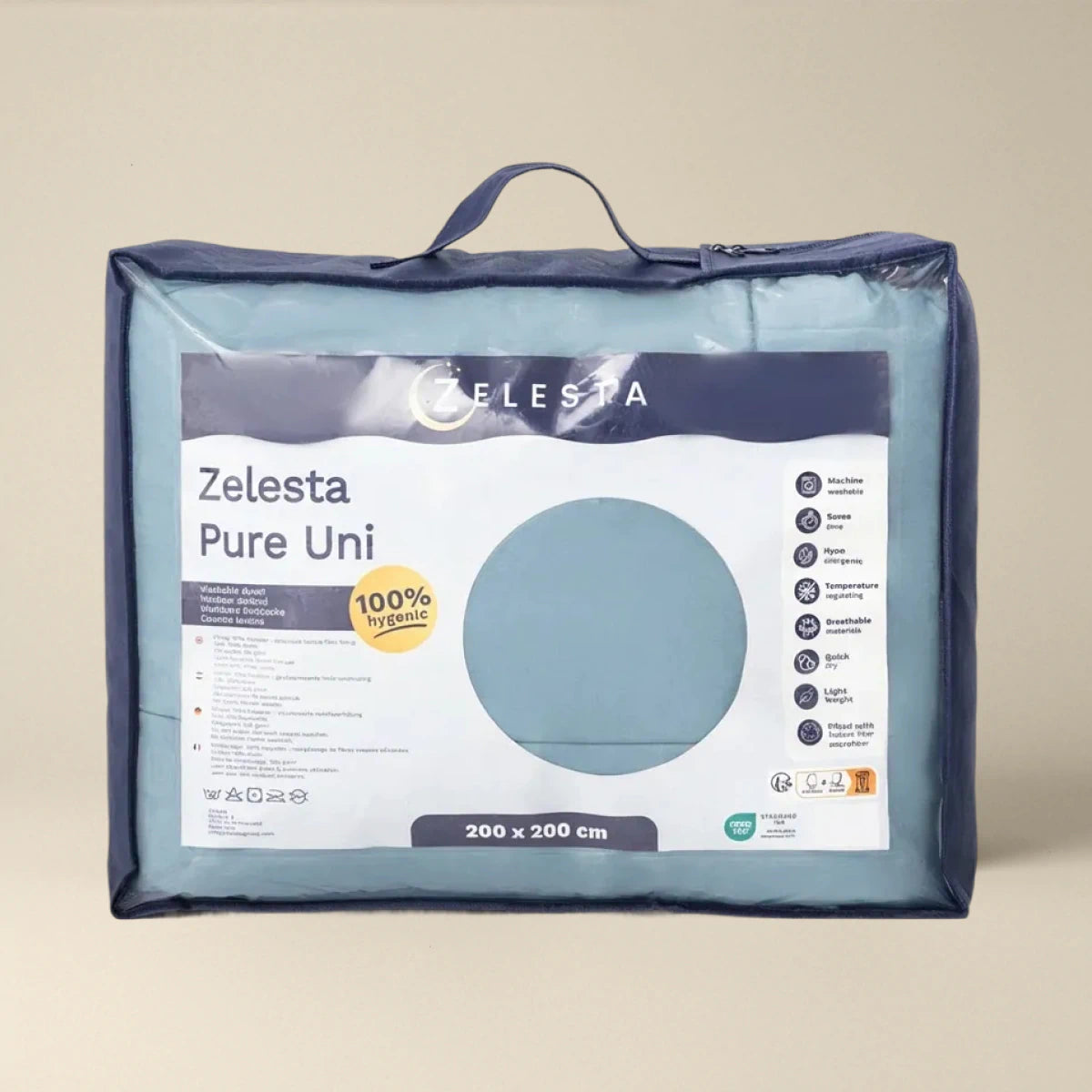 Zelesta Pure Unie Couette Coton - Bleu Serein