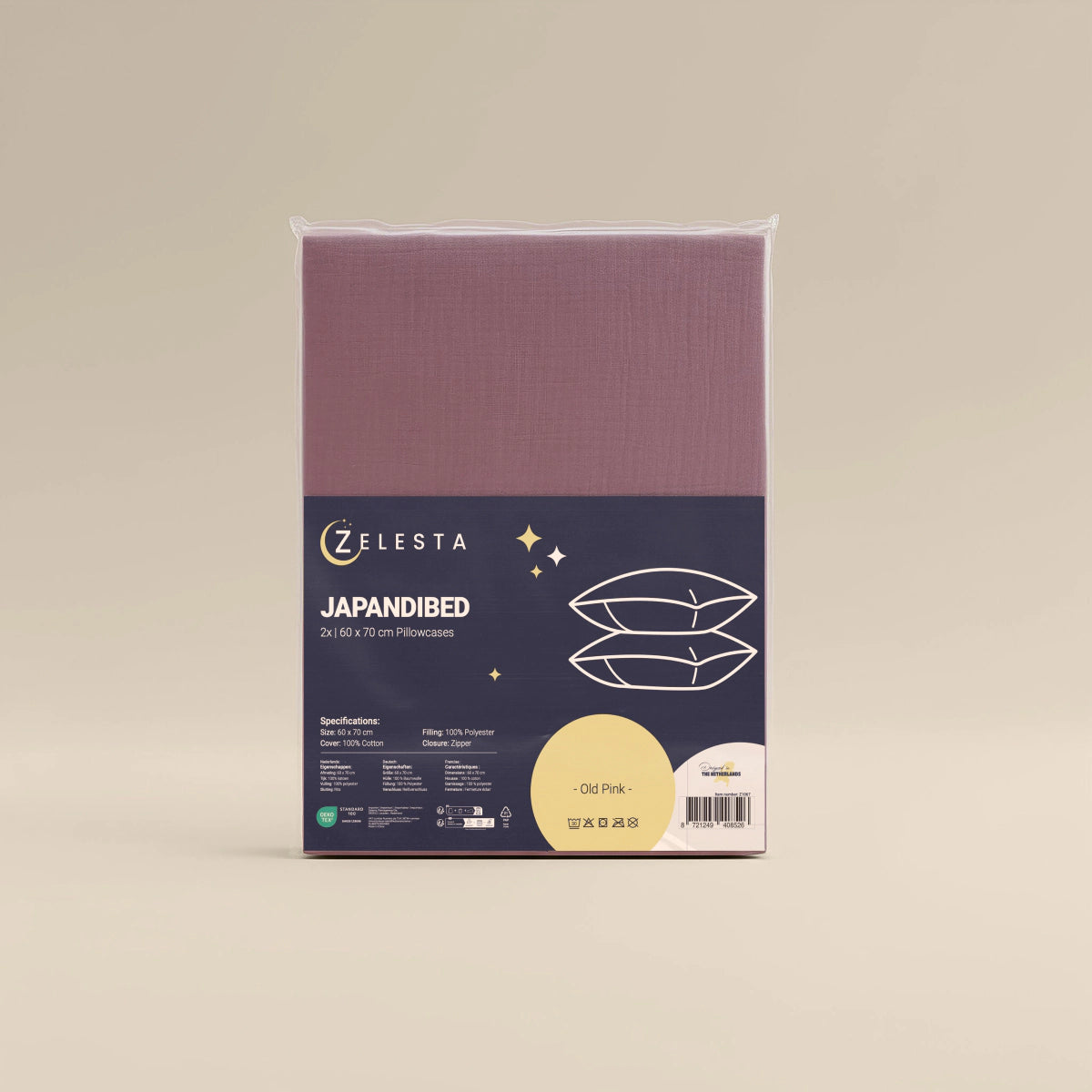Zelesta Japandibed Taies d'Oreiller Mousseline de Coton - Set de 2 - Vieux Rose