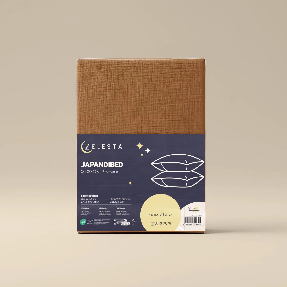 Zelesta Japandibed Taies d'Oreiller Mousseline de Coton - Set de 2 - Terracotta