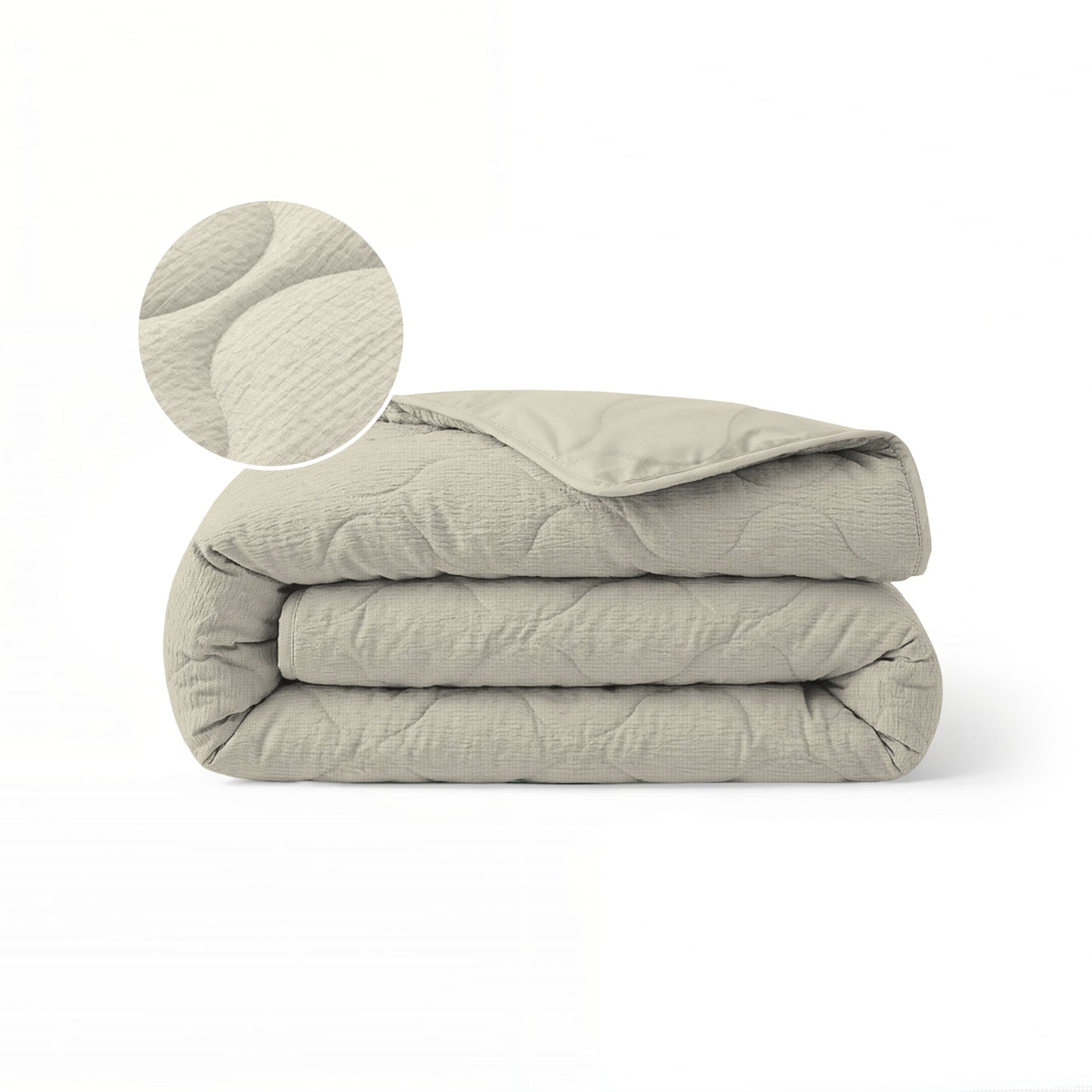 Zelesta Spécial Seersucker Couette Été - Beige au Lait d'Amande