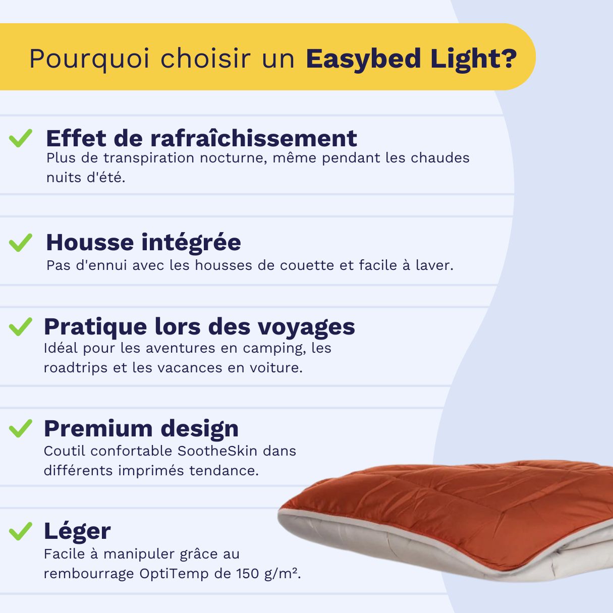 Zelesta Easybed Light - Gris clair & Gingembre