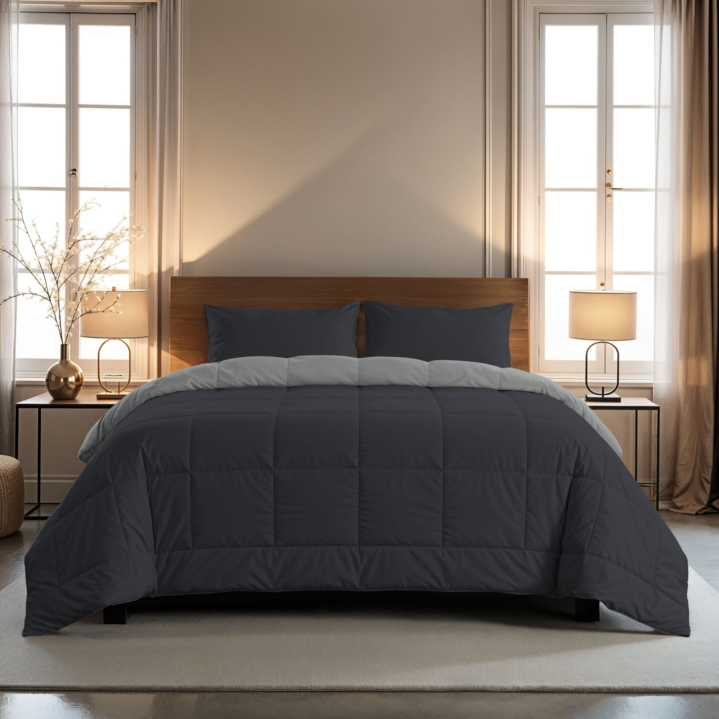 Zelesta Comfort Duo Taies d'Oreiller - Set de 2 - Noir Doux