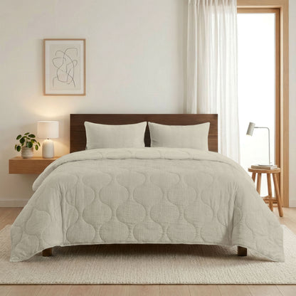 Zelesta Spécial Seersucker Couette Été - Beige au Lait d'Amande