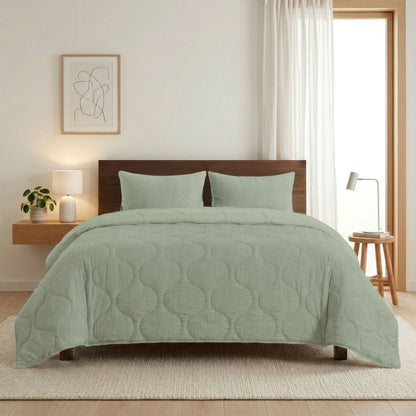 Zelesta Spécial Seersucker Couette Été - Vert Sauge