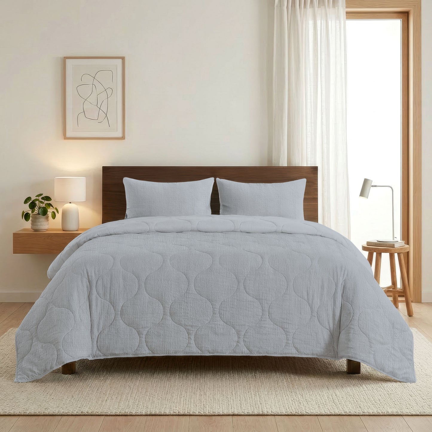 Zelesta Spécial Seersucker Couette Été - Bleu Nacré
