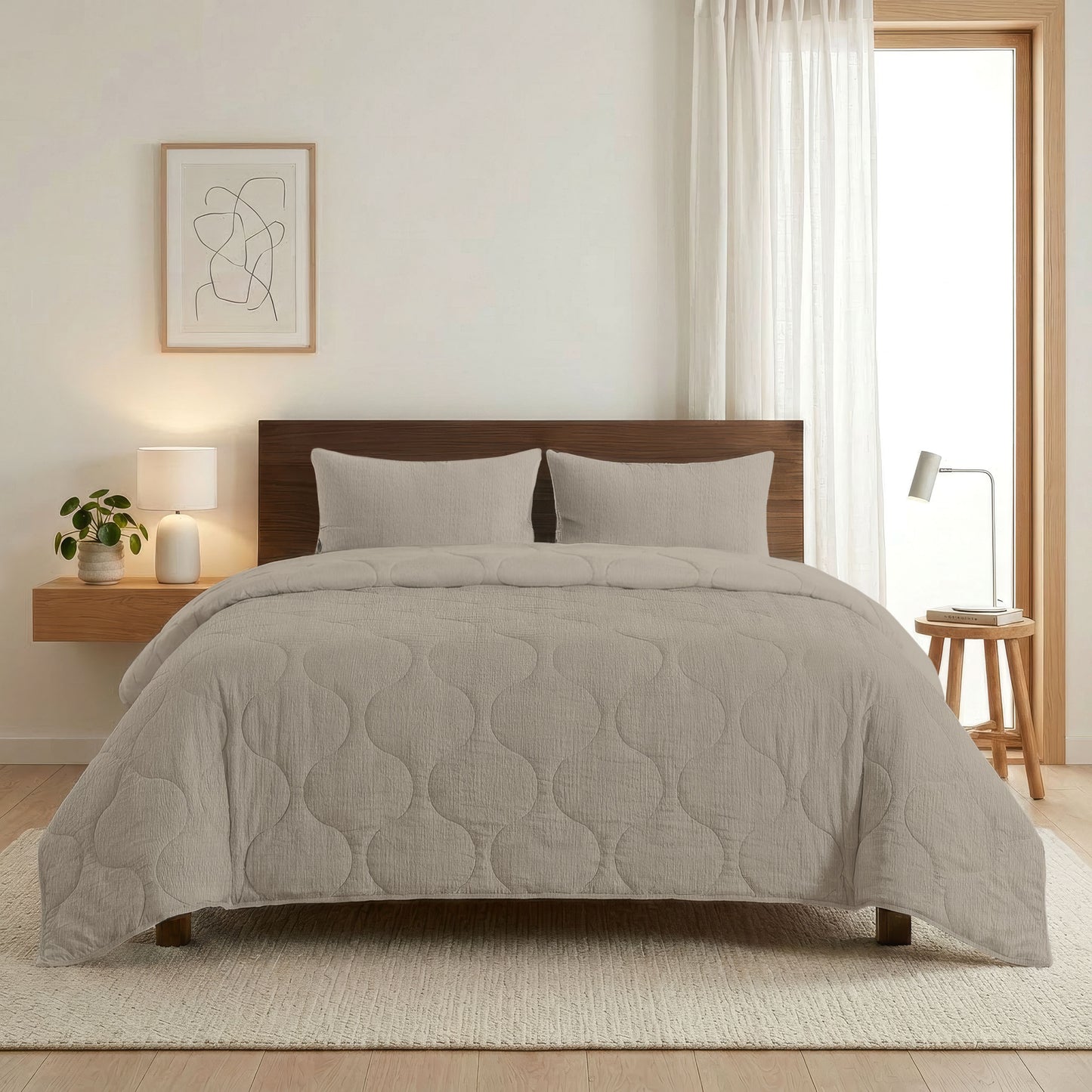 Zelesta Spécial Seersucker Couette Été - Gris Doux