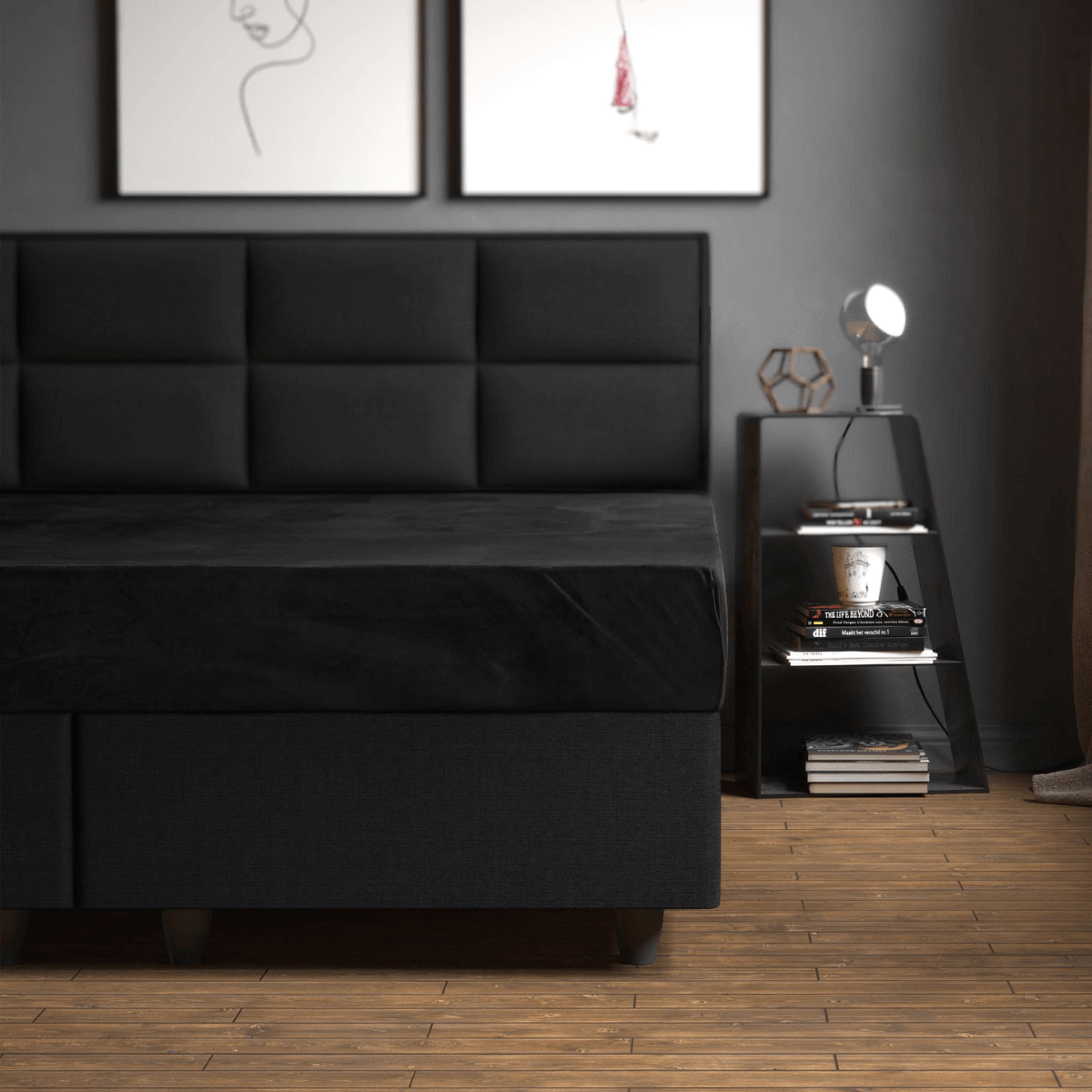 Drap-Housse 140x200 Cm Microfibre Brossée Noir - Komfortec, Hauteur Matelas 15-30 Cm, Doux Et Résistant