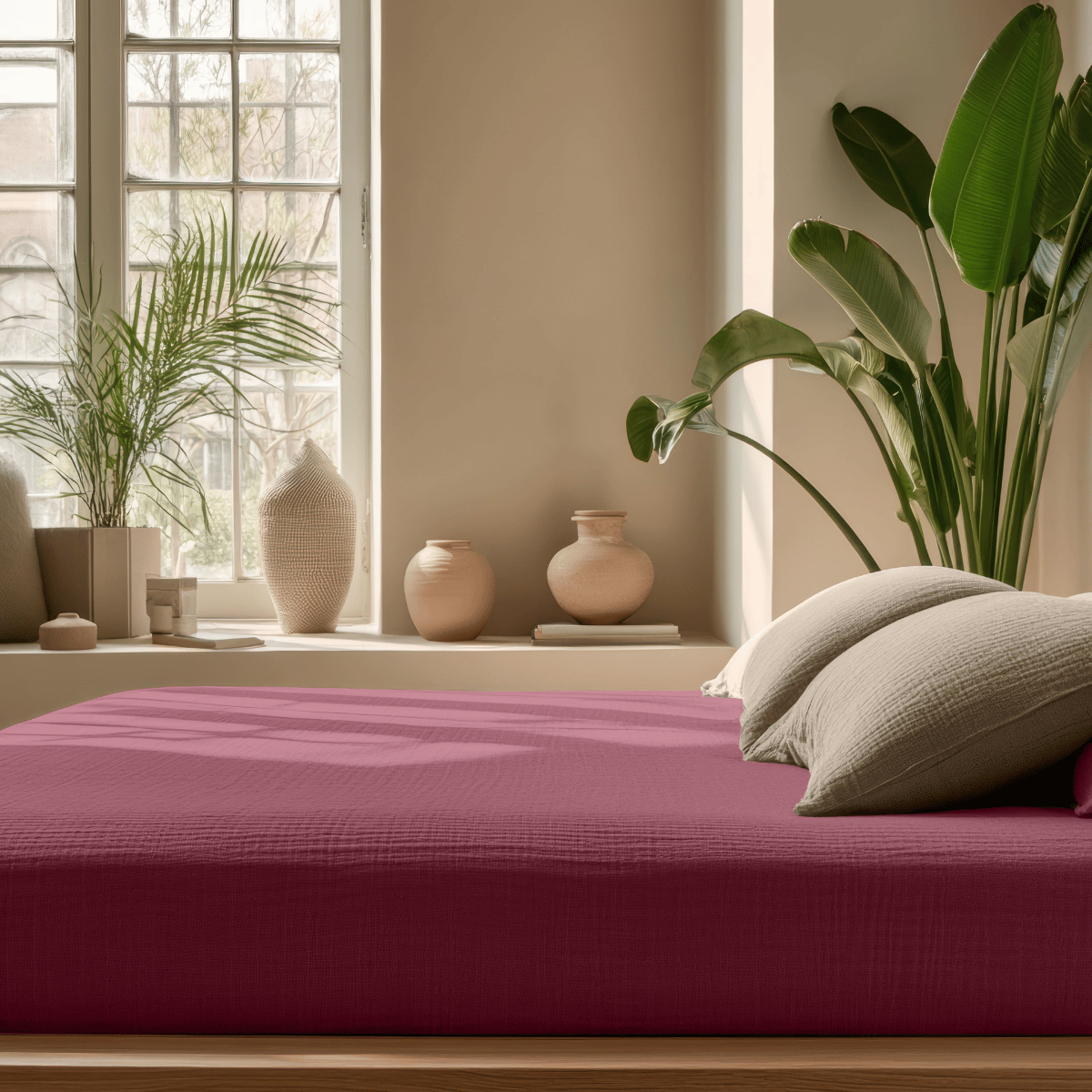 Mousseline Drap-Housse - Rose Poudré