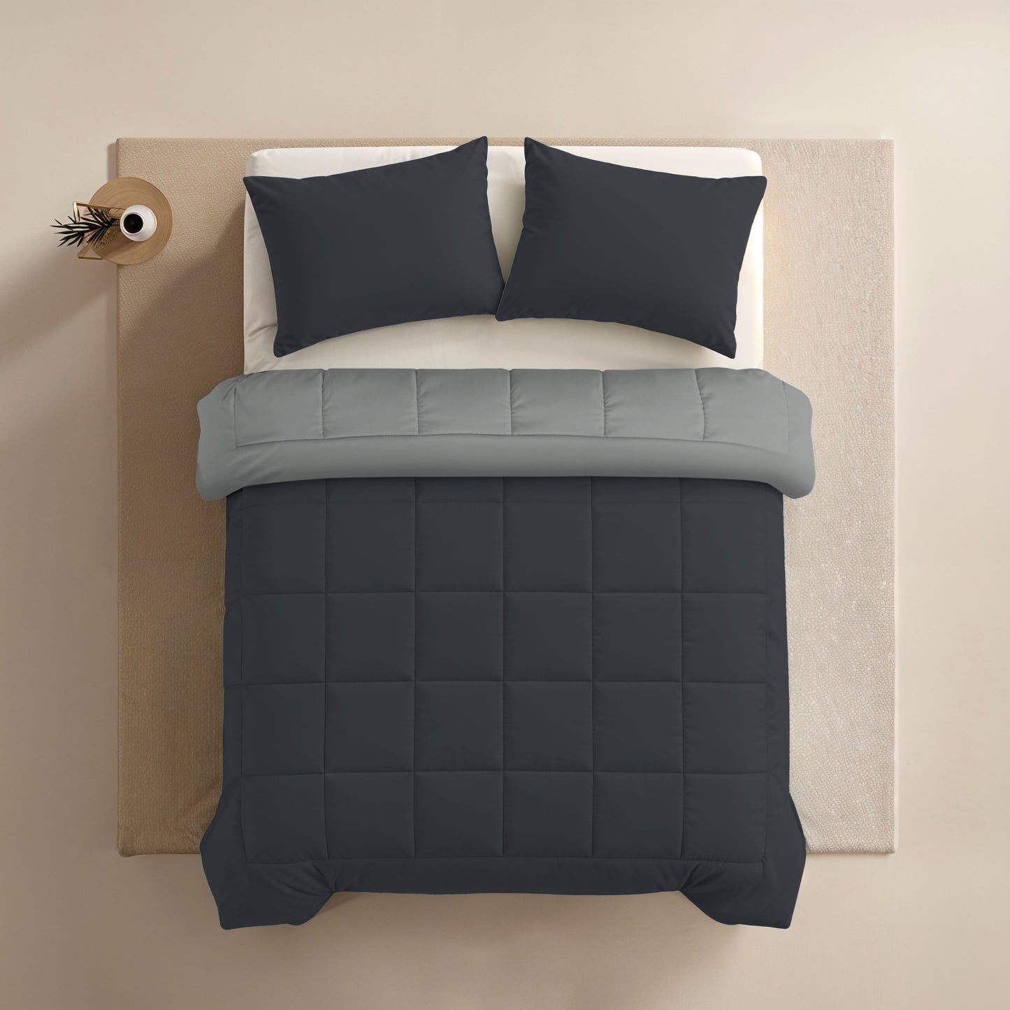 Zelesta Comfort Duo Couette - Noir Doux & Gris Argent