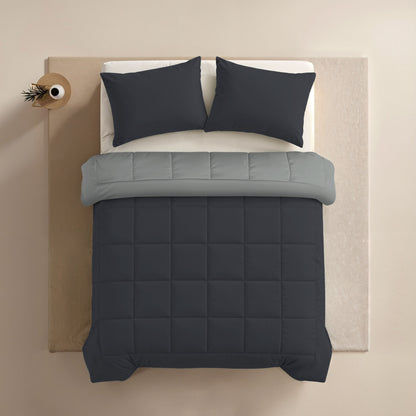Zelesta Comfort Duo Couette - Noir Doux & Gris Argent