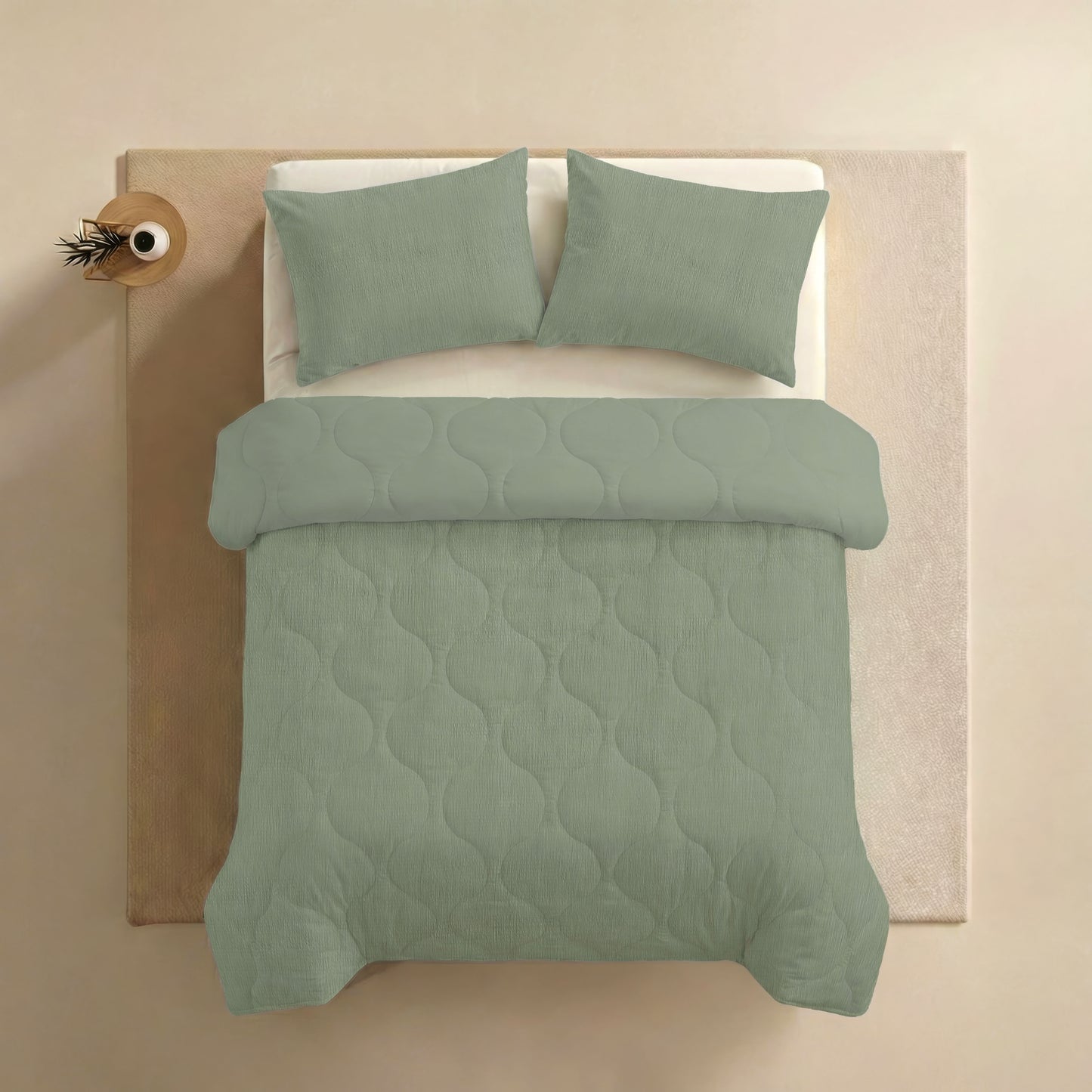 Zelesta Spécial Seersucker Couette Été - Vert Sauge