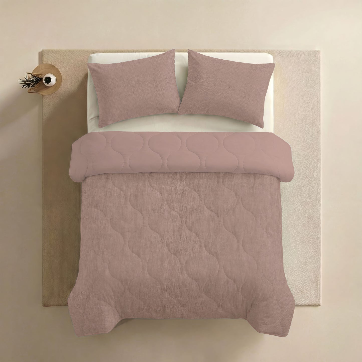 Zelesta Spécial Seersucker Couette Été - Rose Poudré