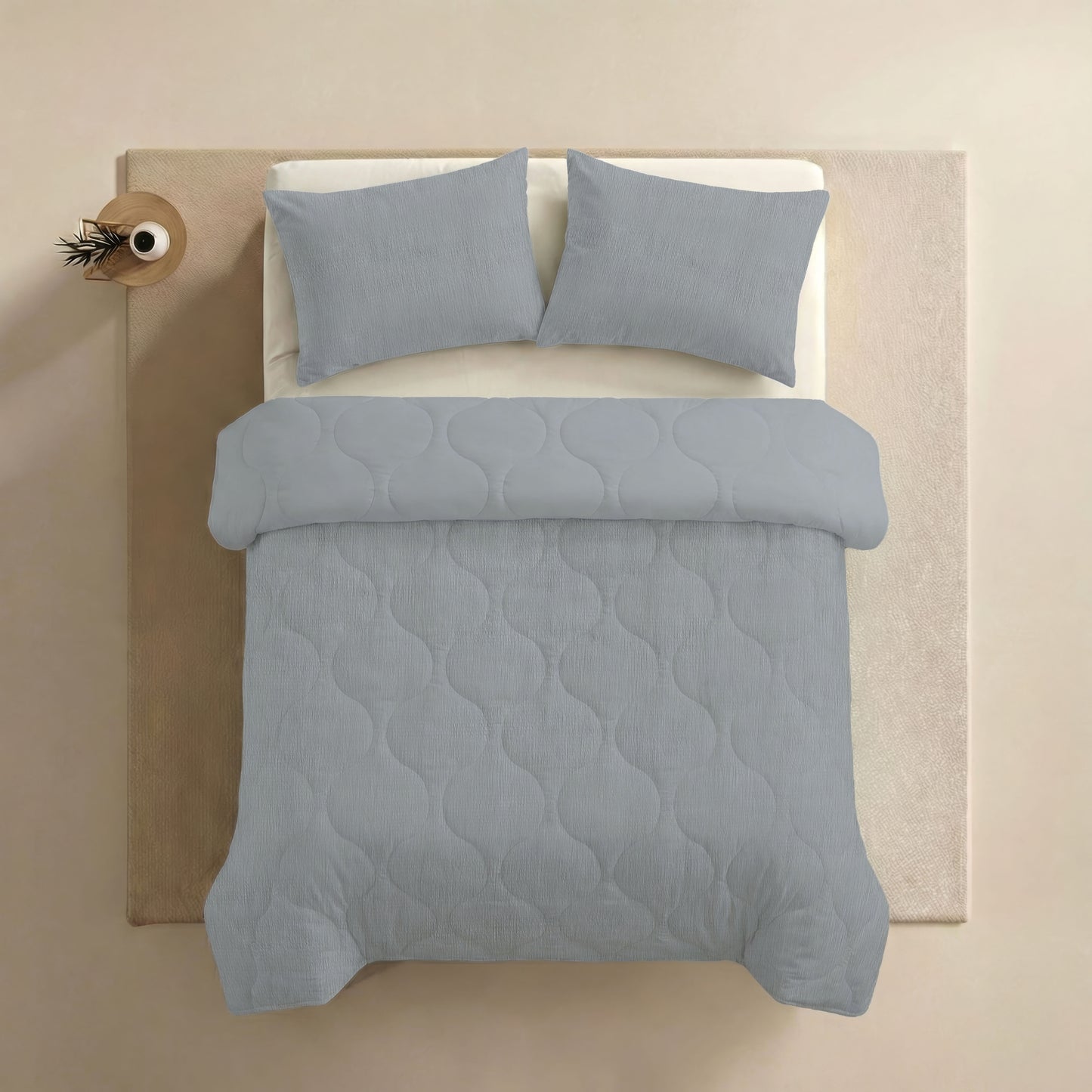 Zelesta Spécial Seersucker Couette Été - Bleu Nacré