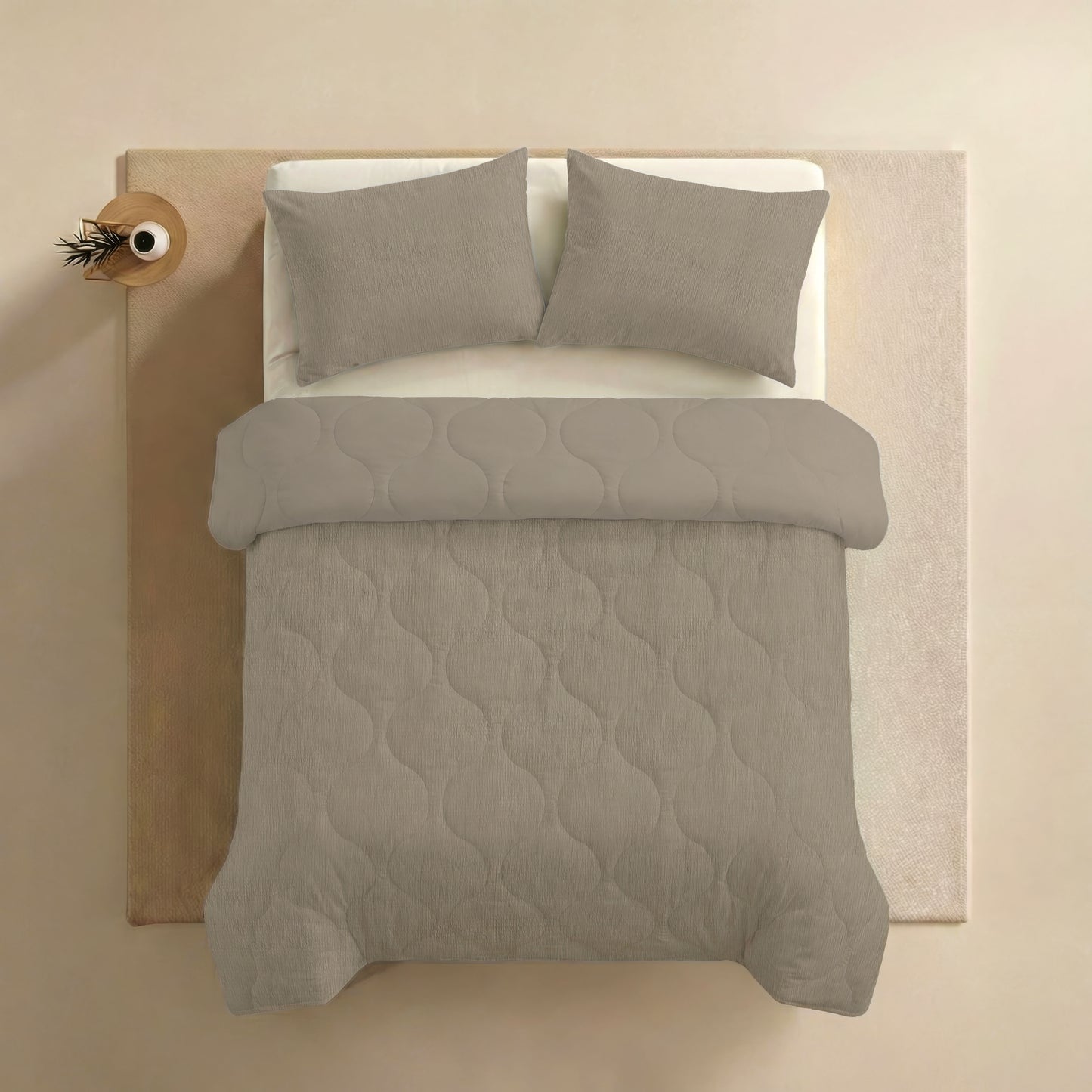 Zelesta Spécial Seersucker Couette Été - Gris Doux