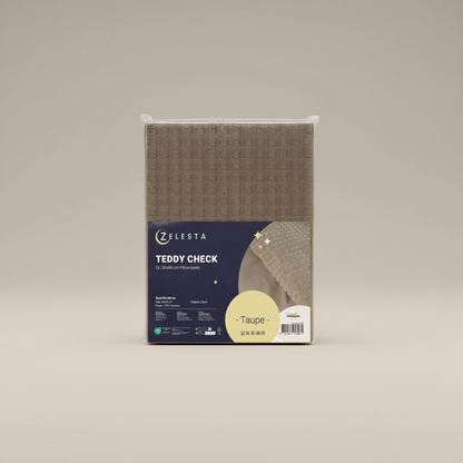 Zelesta Teddy Check Taies d'Oreiller - Taupe