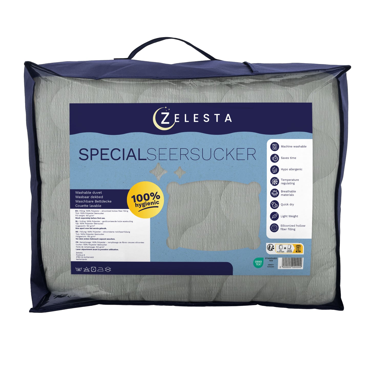 Zelesta Spécial Seersucker Couette Été - Bleu Givré