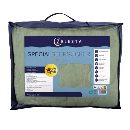 Zelesta Spécial Seersucker Couette Été - Vert Sauge
