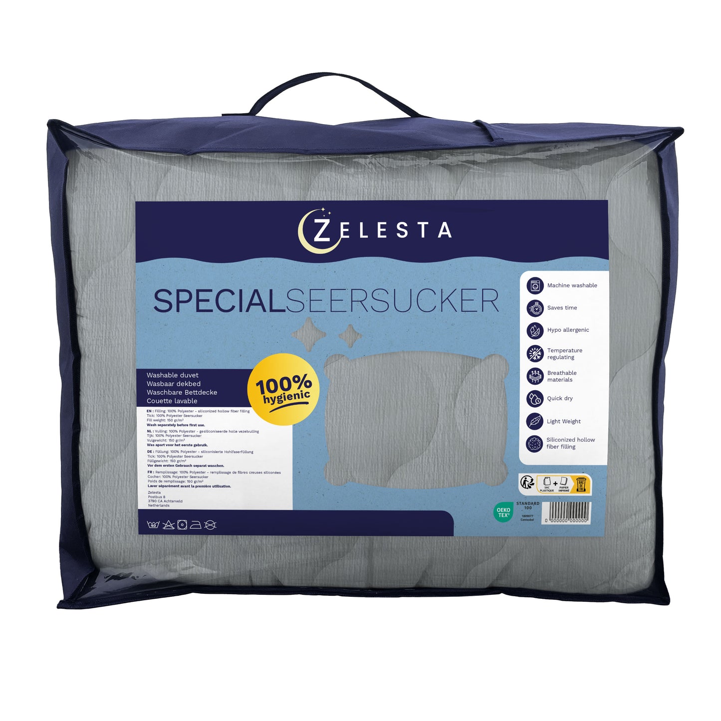 Zelesta Spécial Seersucker Couette Été - Bleu Nacré