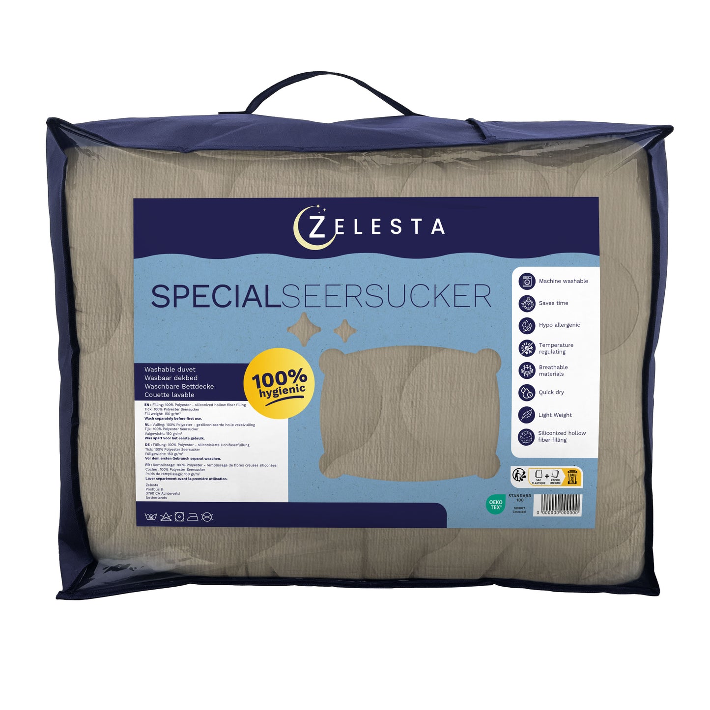 Zelesta Spécial Seersucker Couette Été - Gris Doux