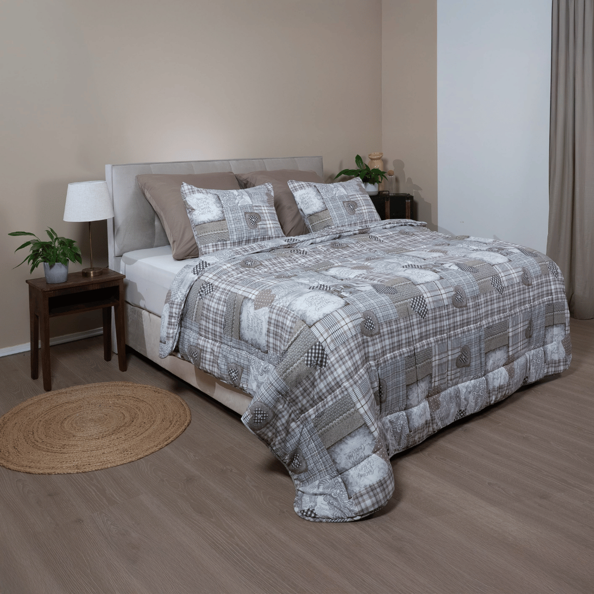 Zelesta Wonderbed 4 Saisons Double - Patchwork Coeurs