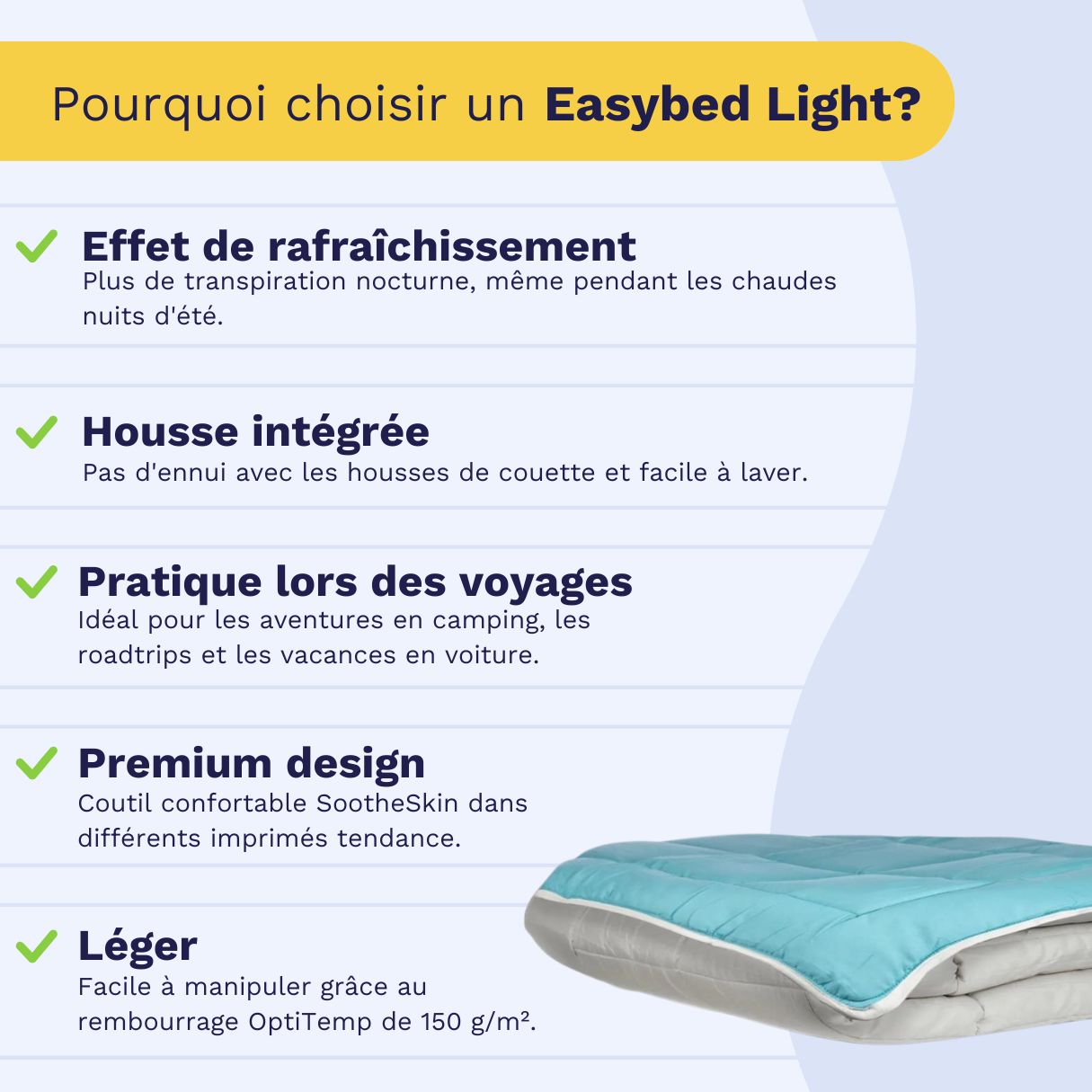 Zelesta Easybed Light - Gris clair & Vert de mer