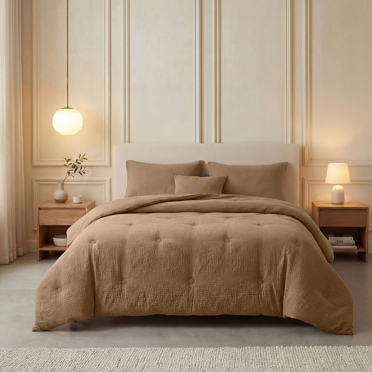 Zelesta Deluxe Couette Mousseline de Coton - Marron