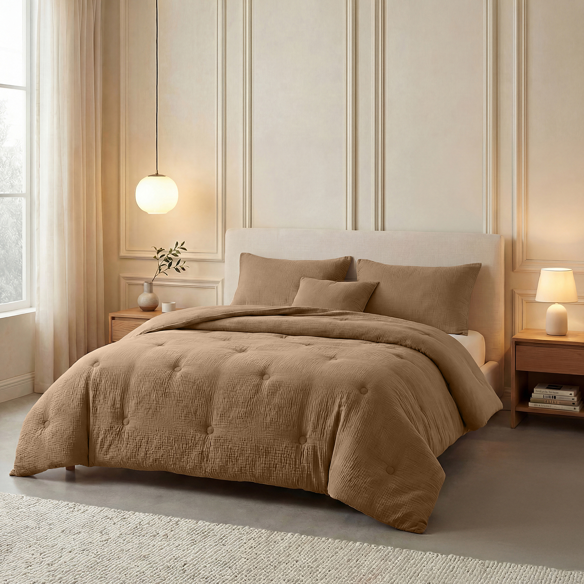 Zelesta Deluxe Couette Mousseline de Coton - Marron