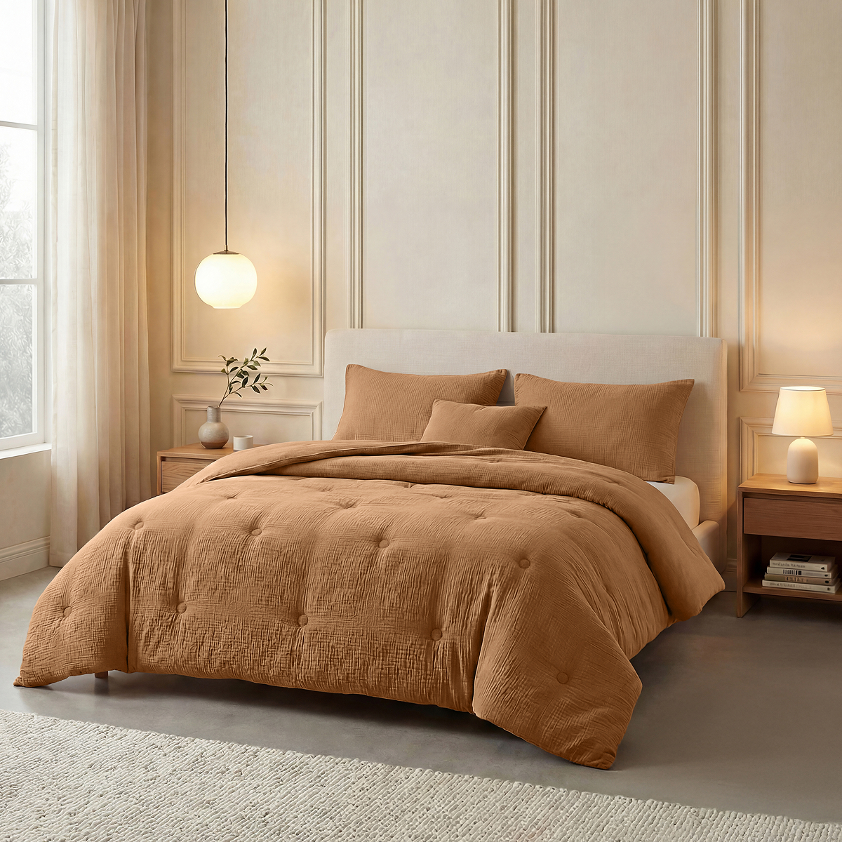 Zelesta Deluxe Couette Mousseline de Coton - Terracotta