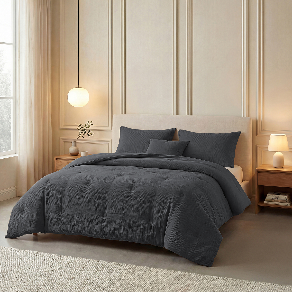 Zelesta Deluxe Couette Mousseline de Coton - Anthracite