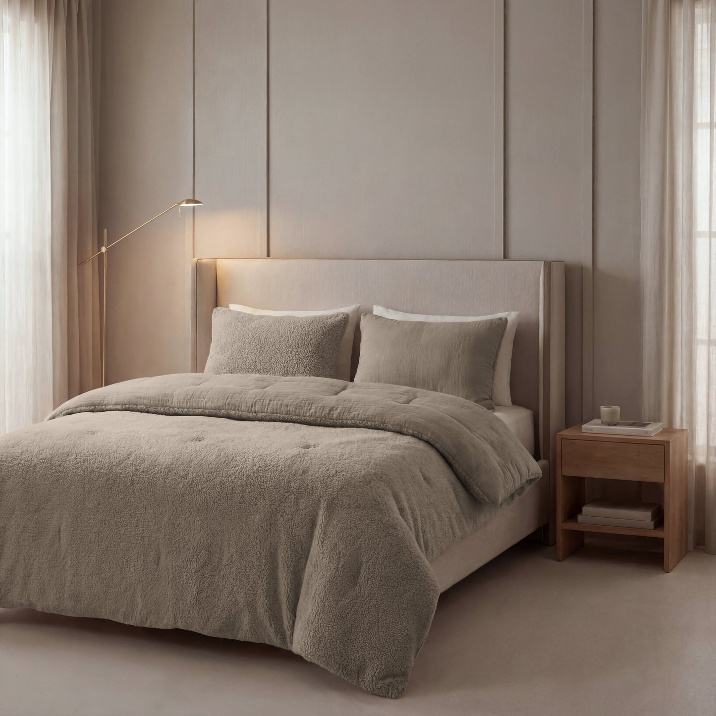 Zelesta Spécial Teddy Mousseline de Coton Couette - Taupe