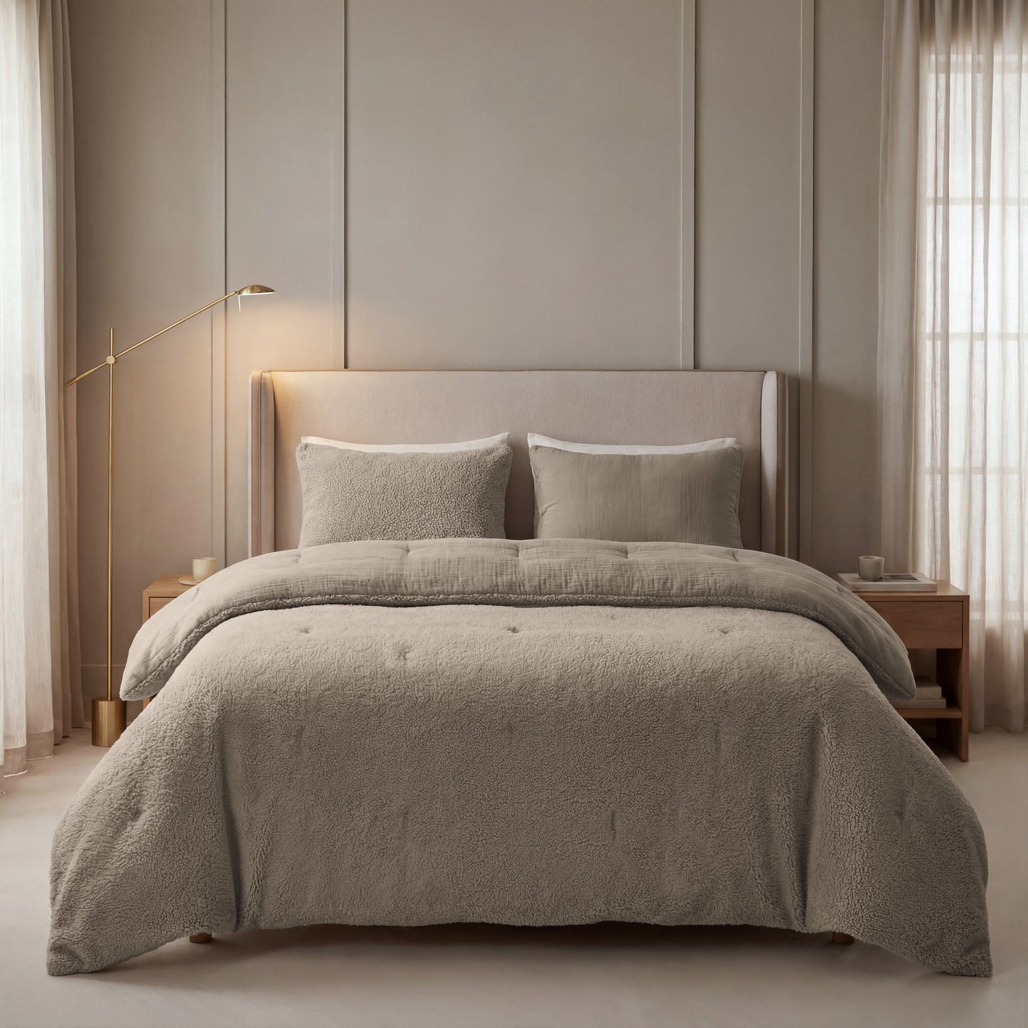 Zelesta Spécial Teddy Mousseline de Coton Couette - Taupe