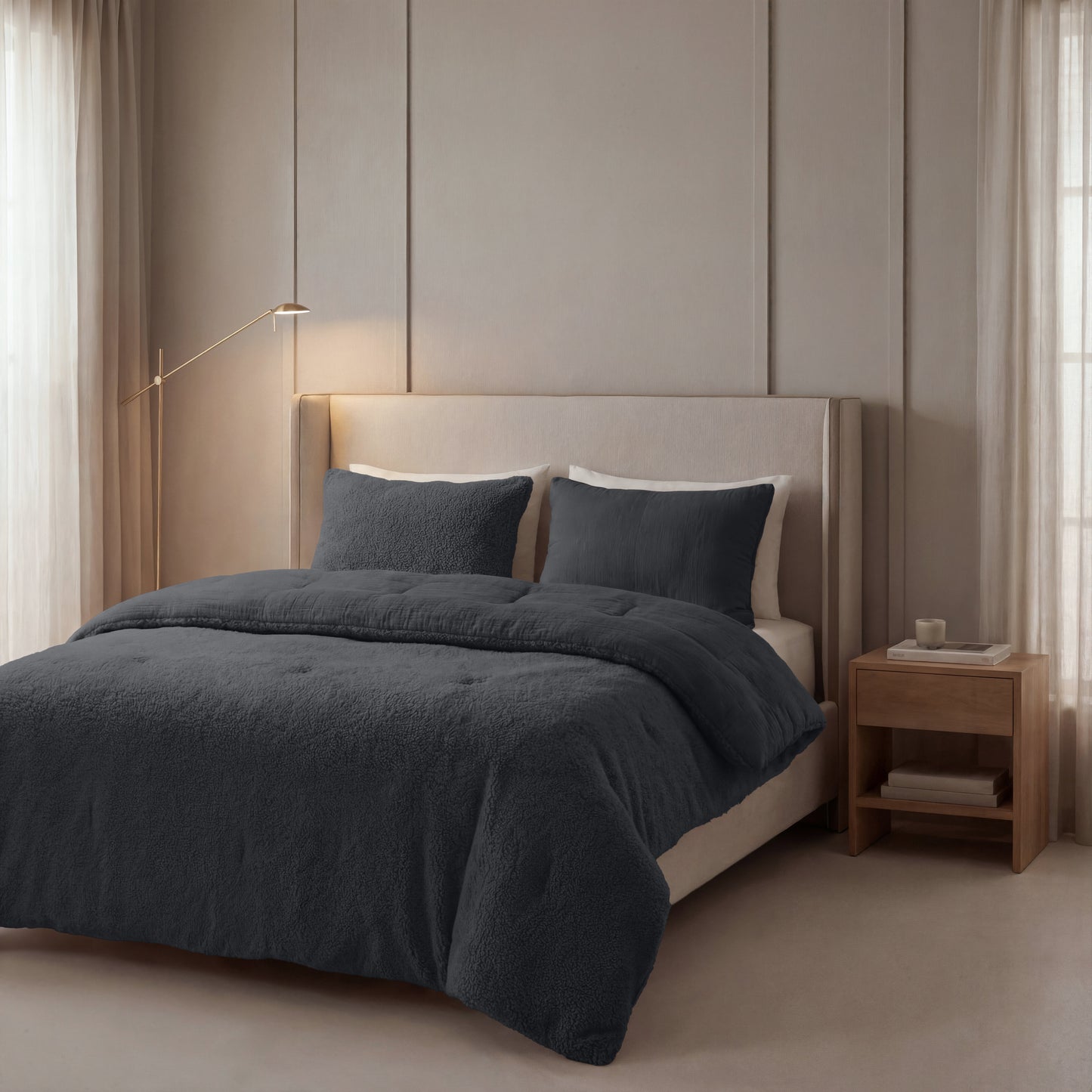 Zelesta Spécial Teddy Mousseline de Coton Couette - Anthracite