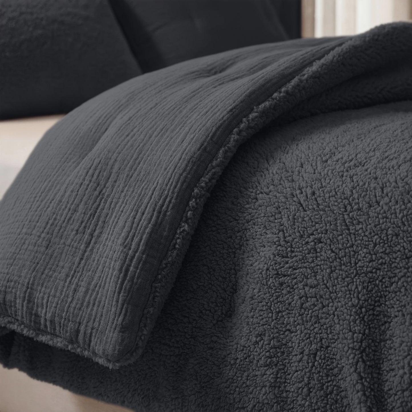 Zelesta Spécial Teddy Mousseline de Coton Couette - Anthracite