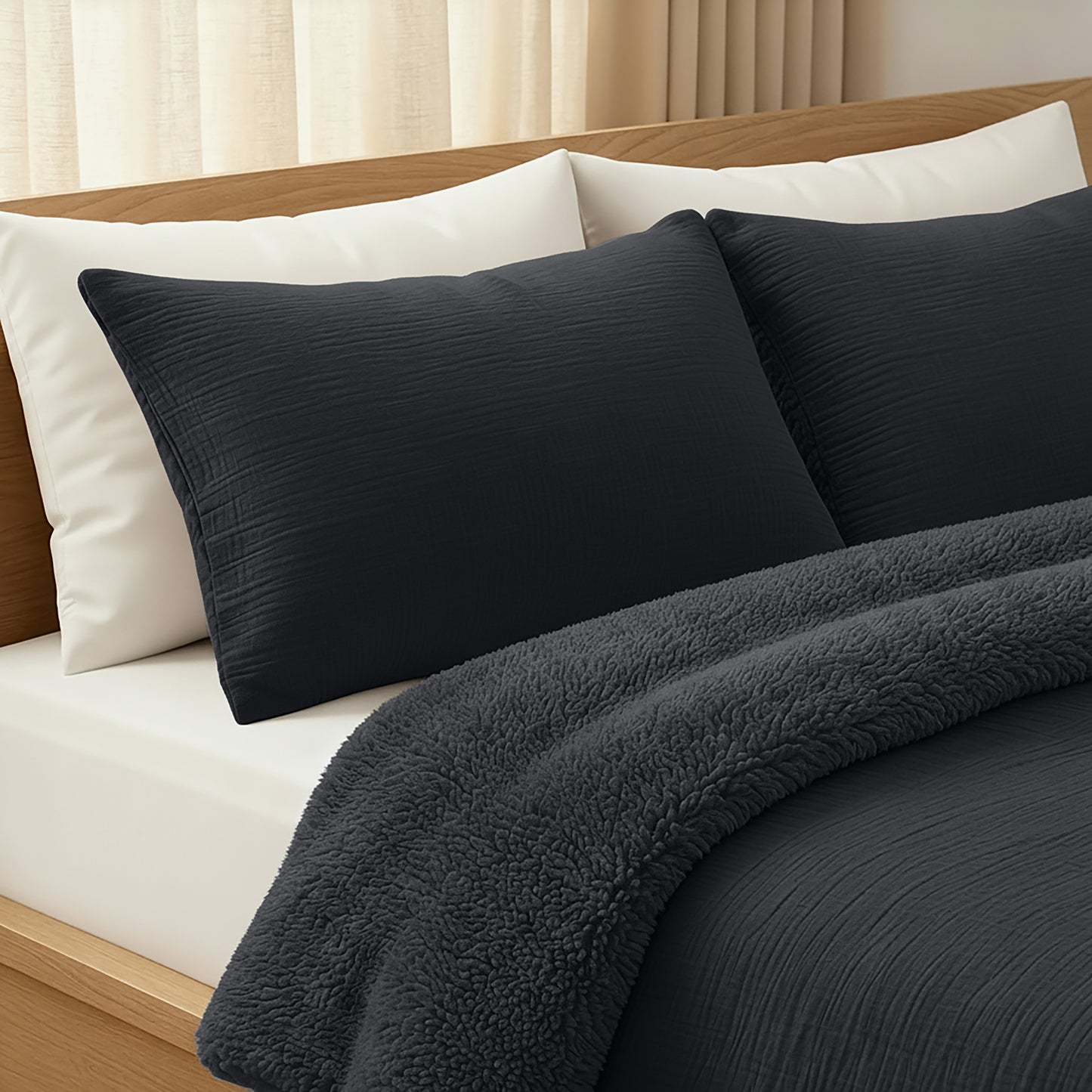 Zelesta Spécial Teddy Mousseline de Coton Couette - Anthracite