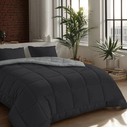 Zelesta Comfort Duo Couette - Noir Doux & Gris Argent