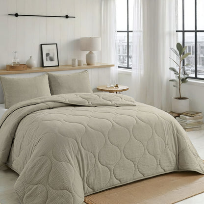 Zelesta Spécial Seersucker Couette Été - Beige au Lait d'Amande