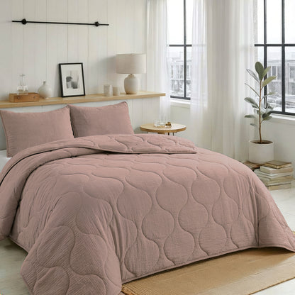 Zelesta Spécial Seersucker Taies d'Oreiller - Set de 2 - Rose Poudré