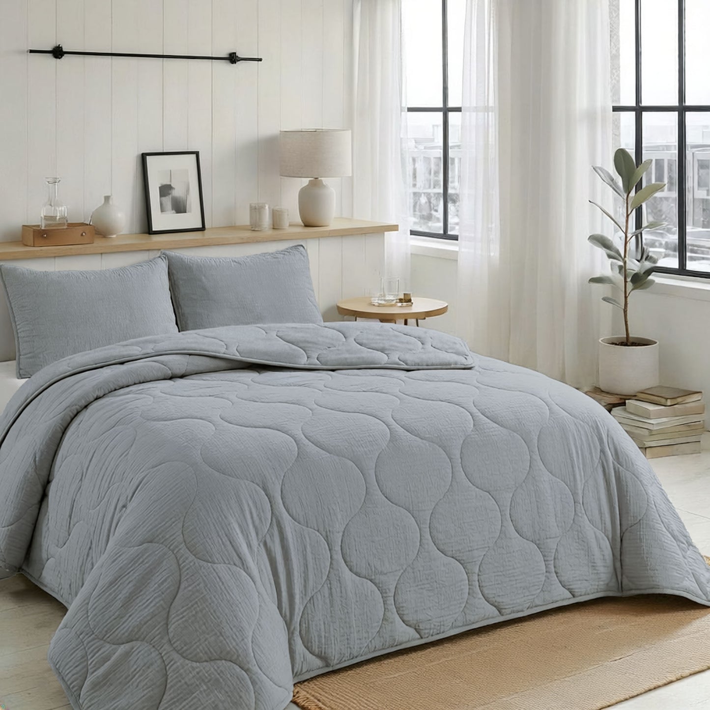 Zelesta Spécial Seersucker Taies d'Oreiller - Set de 2 - Bleu Nacré