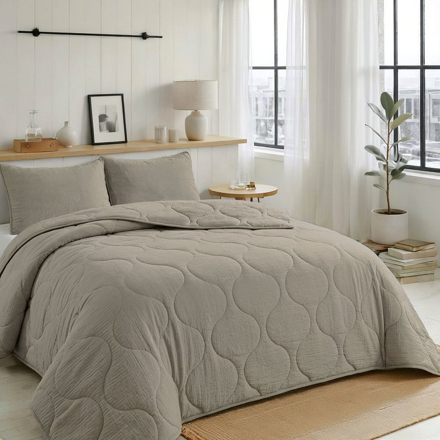 Zelesta Spécial Seersucker Couette Été - Gris Doux