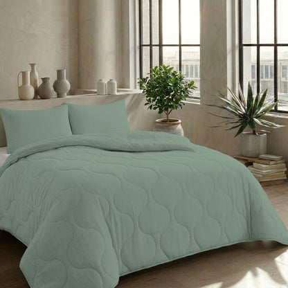 Zelesta Spécial Mousseline Couette Été - Vert Eucalyptus